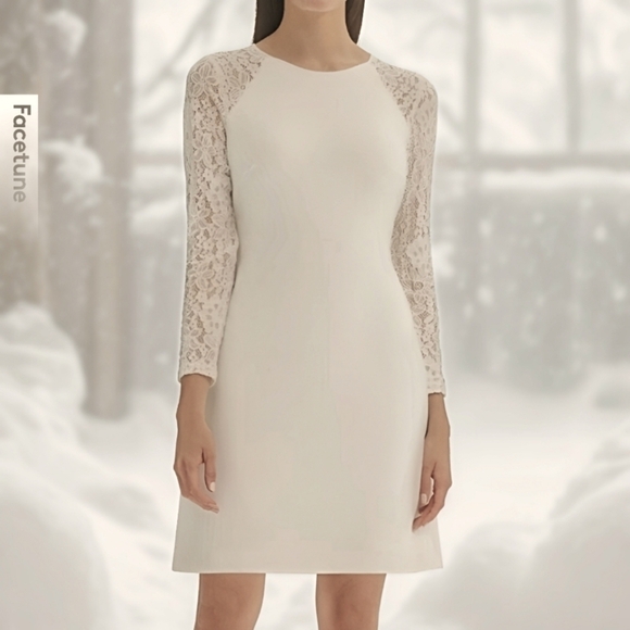 Tommy Hilfiger Lace-Sleeve A-Line Ivory Dress Size 18W NWT - Picture 14 of 14